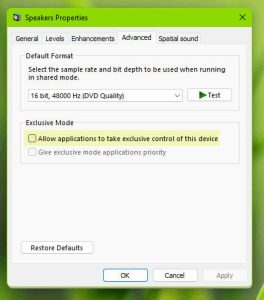 Audio Problems Windows 11