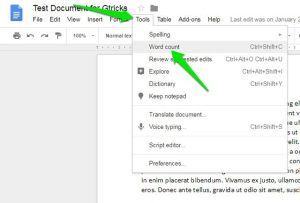 Google Docs Word Count